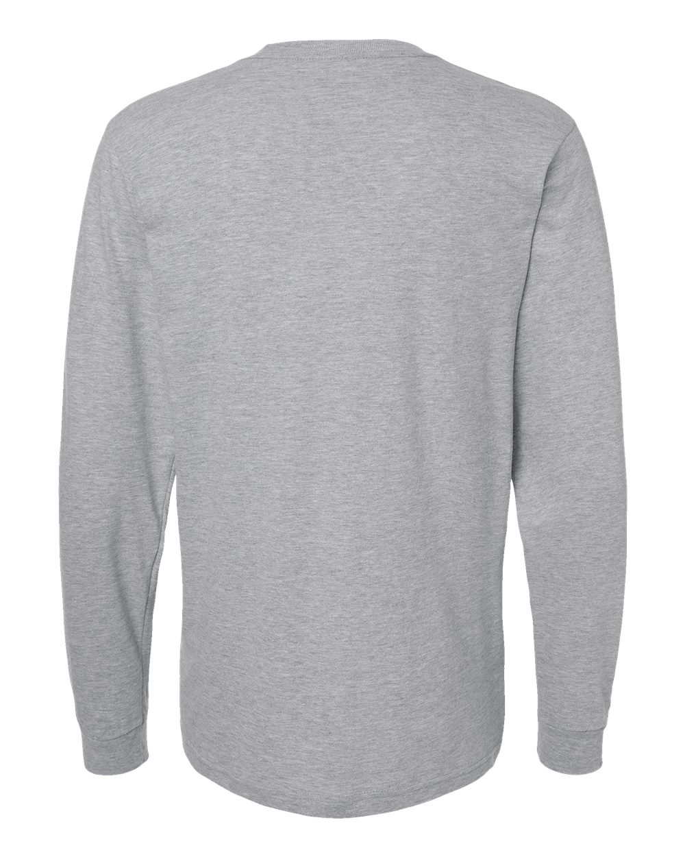 Front View of Heather Grey Fine Jersey Long Sleeve T-Shirt - 202LS