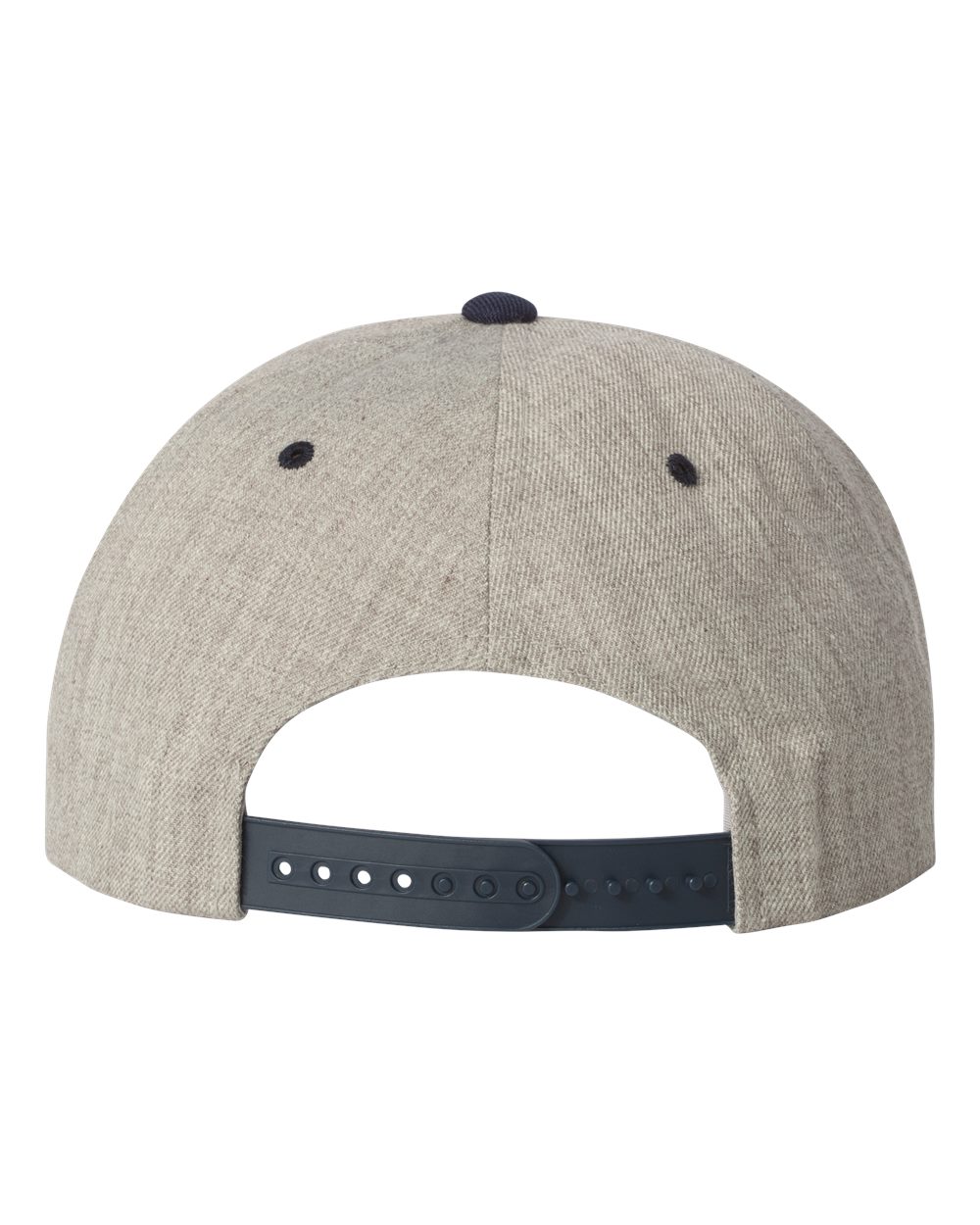 Front View of Heather Grey/ Navy Premium Flat Bill Snapback Cap - 6089M
