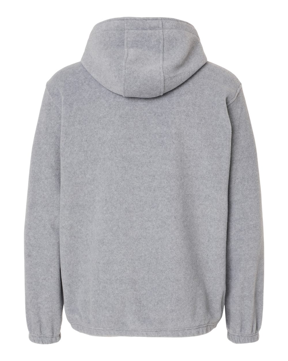 Rear View of Heather Grey Polar Fleece Quarter-Zip Hooded Pullover - 3600