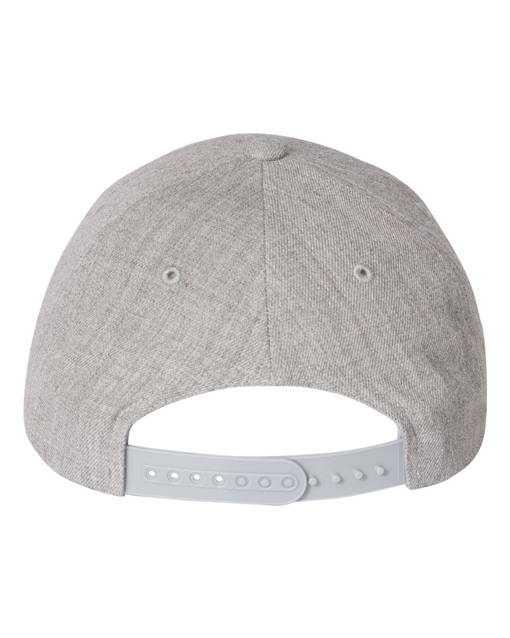 Rear View of Heather Grey Premium Curved Bill Snapback Cap - 6789M