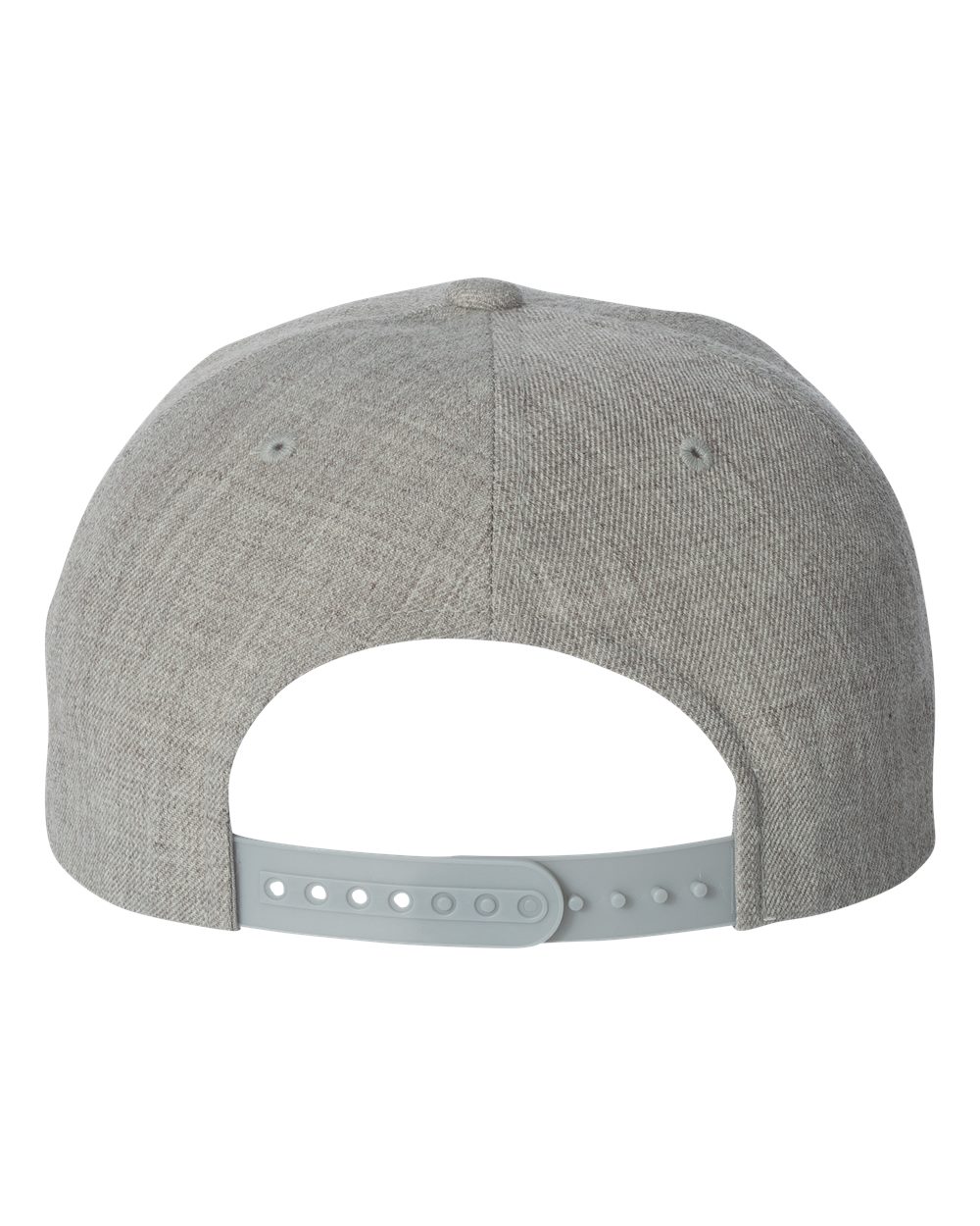 Rear View of Heather Grey Premium Flat Bill Snapback Cap - 6089M