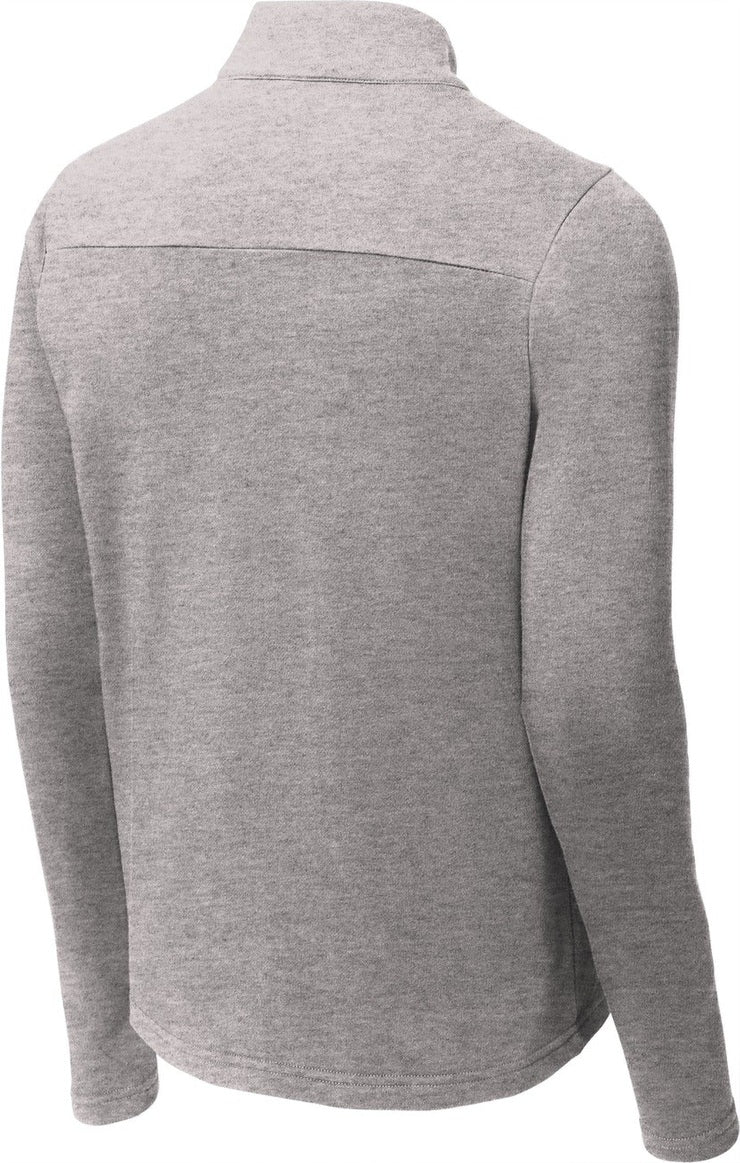 Rear View of Heather Grey Sport-Tek Lightweight French Terry 1/4-Zip Pullover. ST273