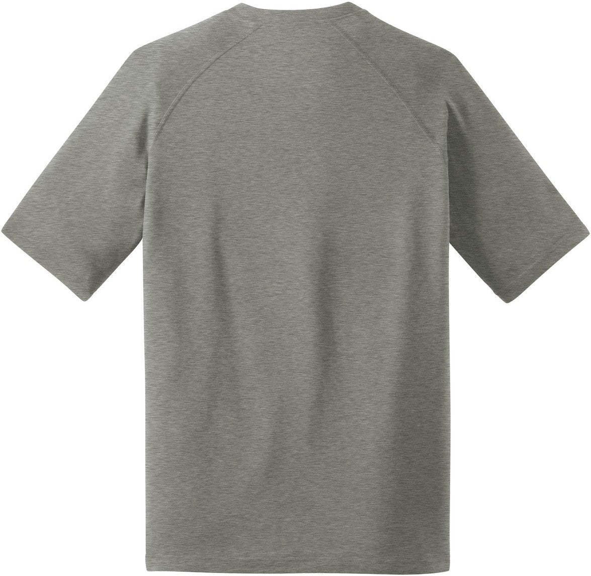 Front View of Heather Grey Sport-Tek Ultimate Performance Crew. ST700