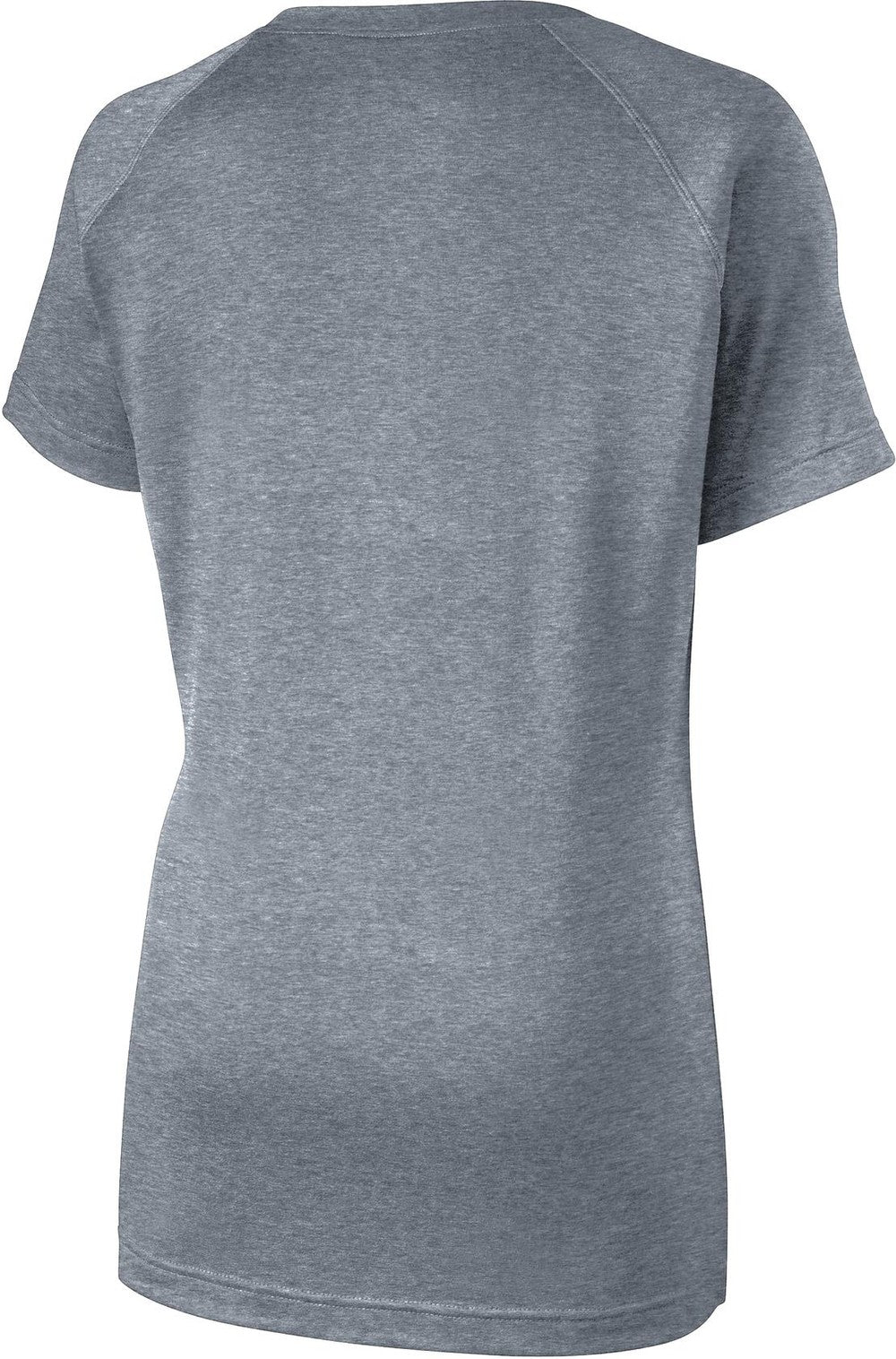 Front View of Heather Grey Sport-Tek Women's Ultimate Performance V-Neck. LST700