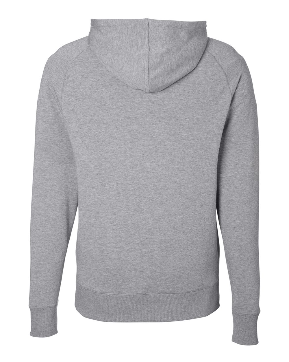 Rear View of Heather Grey Varsity Hooded Sweatshirt - TM654