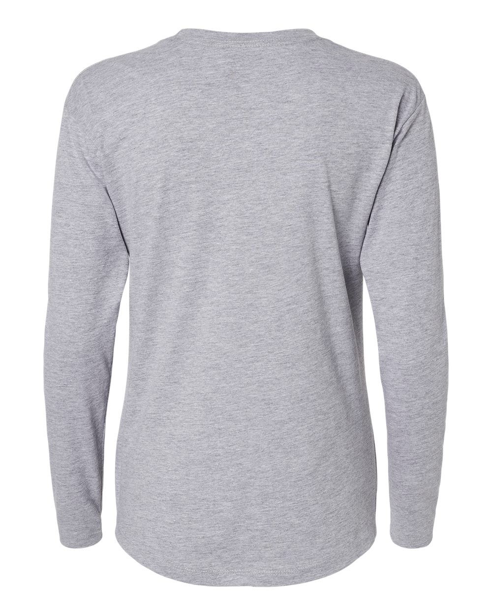 Rear View of Heather Grey Women&#39;s Cotton Relaxed Long Sleeve T-Shirt - 3911