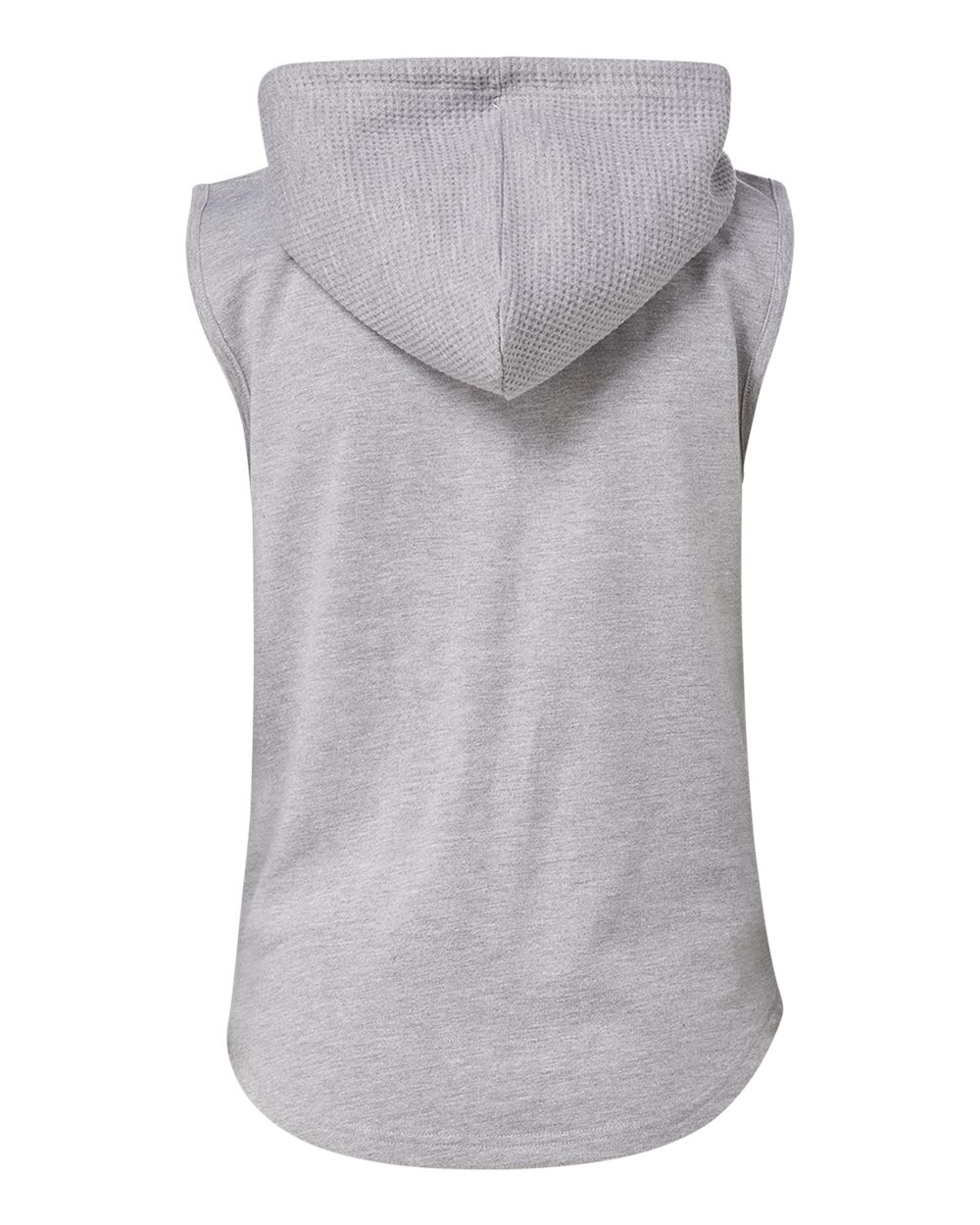 Front View of Heather Grey Women's Kinsley Sleeveless Hooded Sweatshirt - W24131