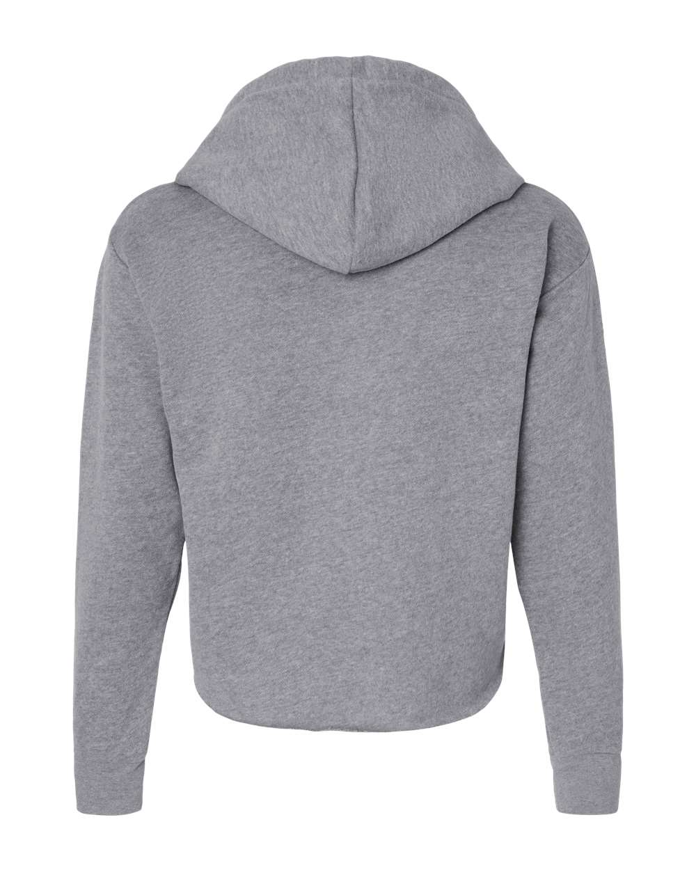 Front View of Heather Grey Women's Laguna Sueded Raw Edge Crop Hoodie - 9384