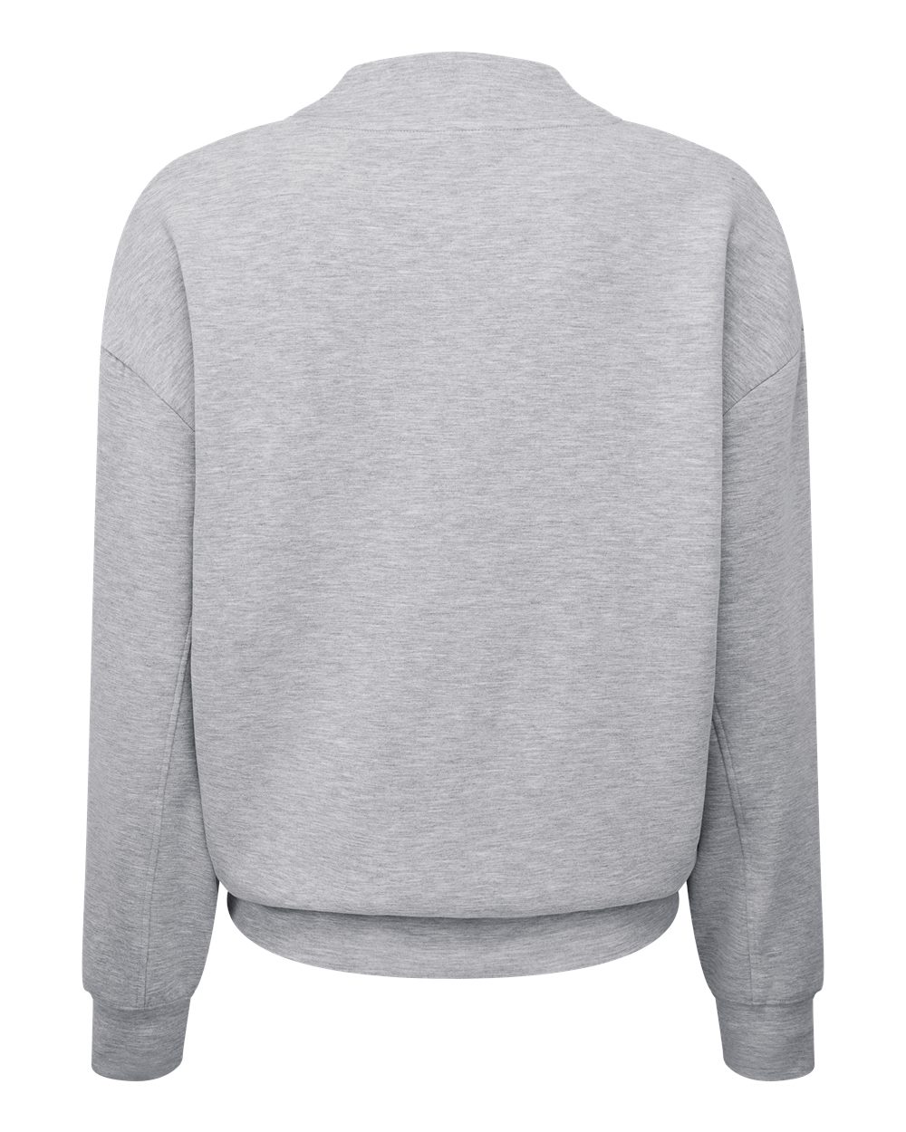 Rear View of Heather Grey Women's Luxe Mock Neck Sweatshirt - TD660 plain