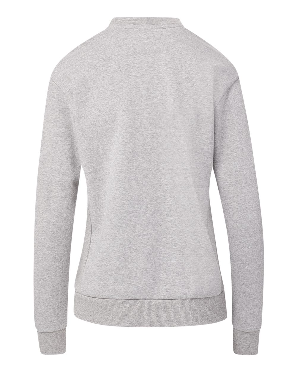 Rear View of Heather Grey Women&#39;s Raelynn Cloud Fleece Crewneck Sweatshirt - W23140