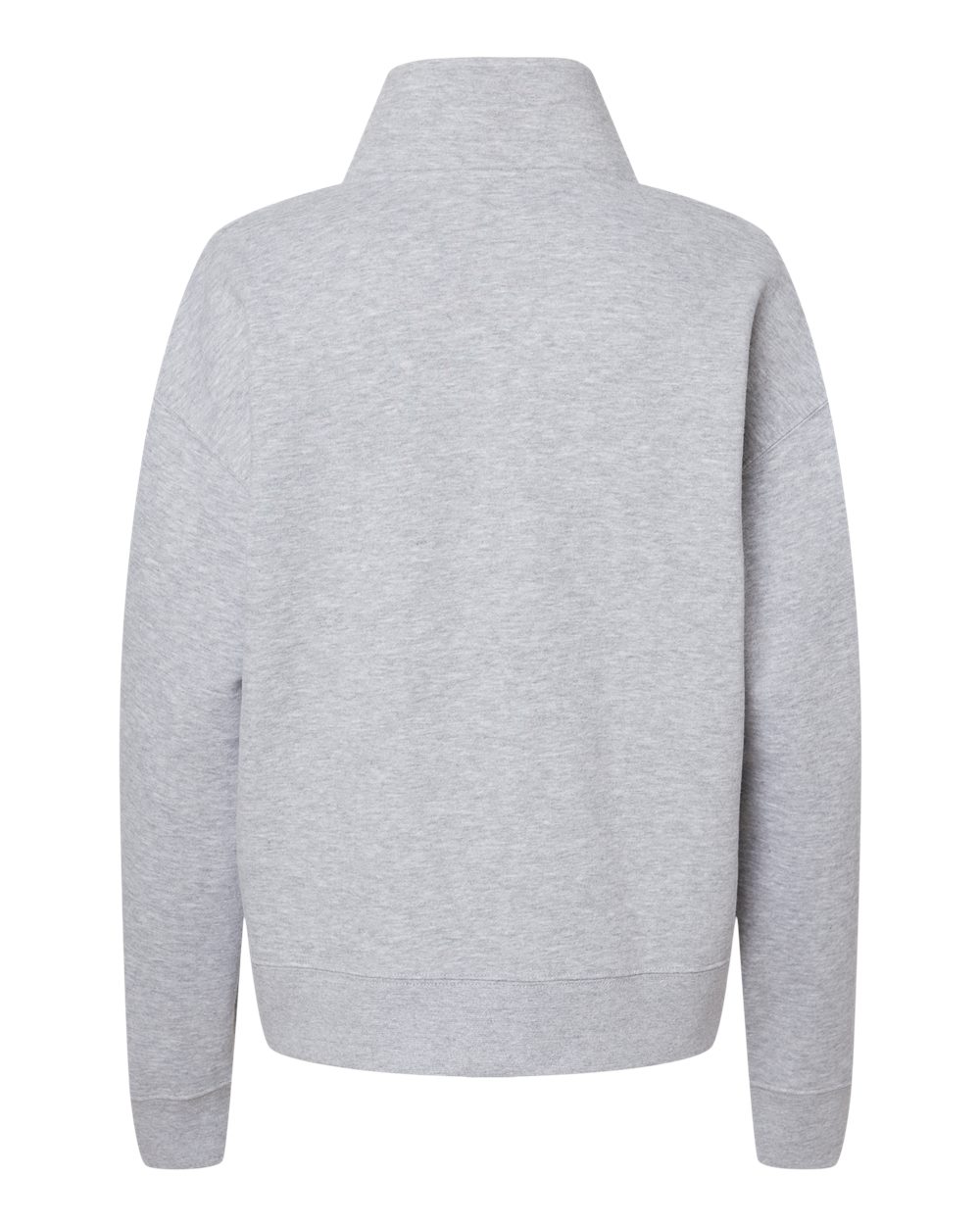 Rear View of Heather Grey Women's Sueded Fleece Quarter-Zip Sweatshirt - W22713
