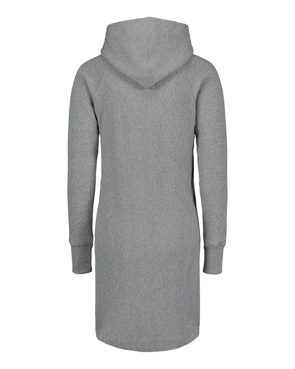 Front View of Heather Grey Women's Suzie Hooded Sweatshirt Dress - W2340