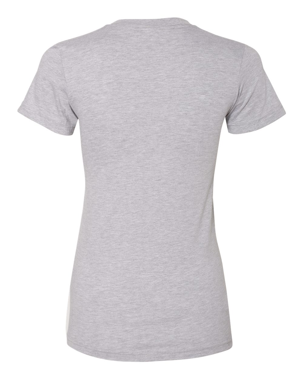 Rear View of Heather Grey Women’s USA-Made Fine Jersey Tee - 2102US