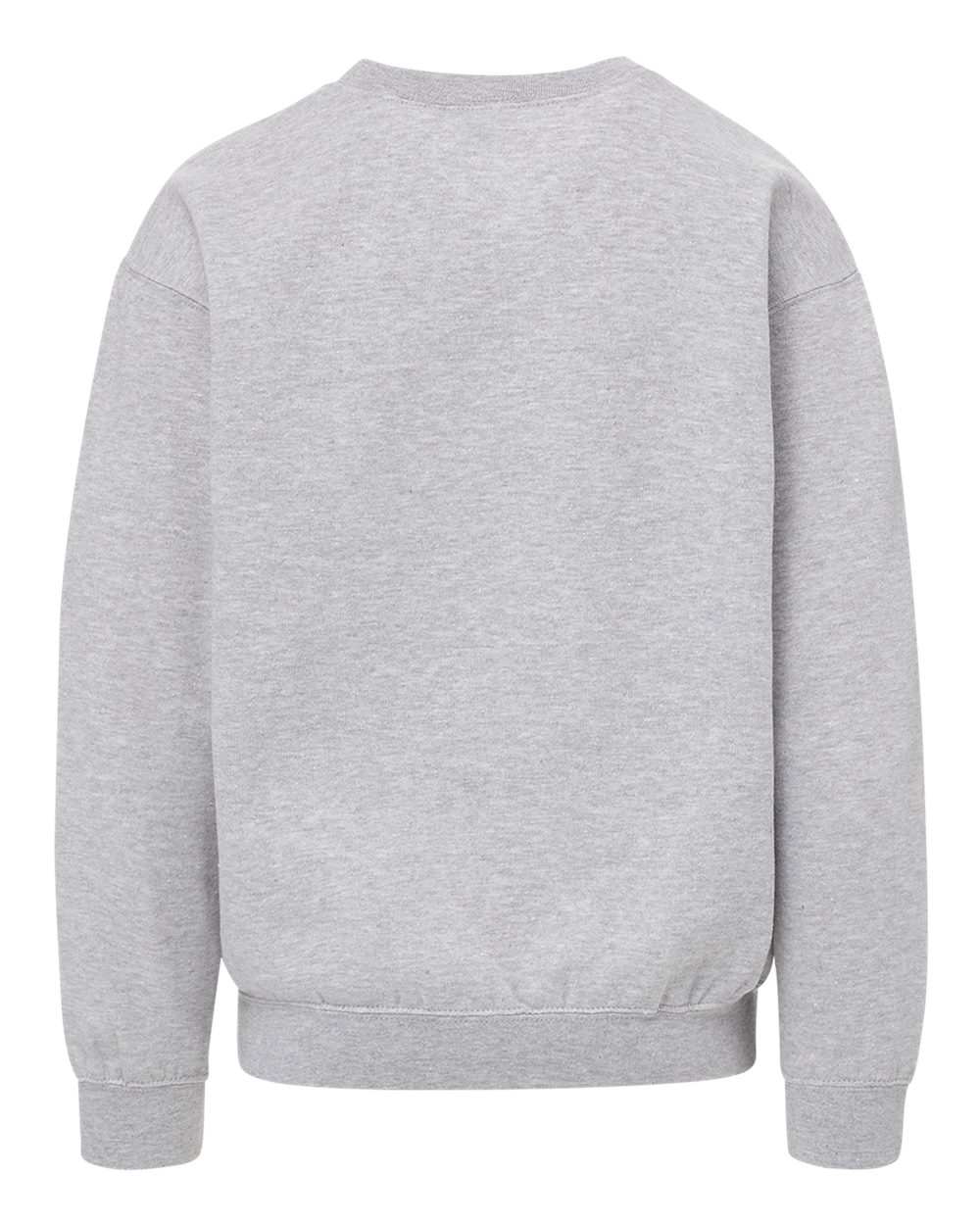 Rear View of Heather Grey Youth Buddy Crewneck Sweatshirt - 23154Y plain