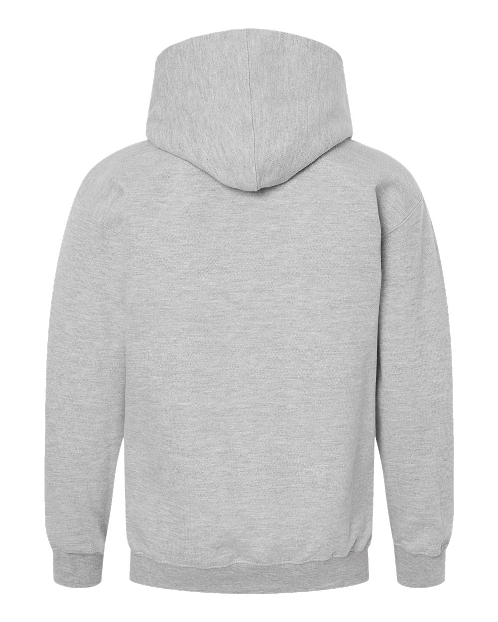Front View of Heather Grey Youth Hooded Sweatshirt - 320Y