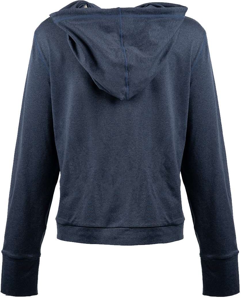 Rear View of Heather Ink Blue Women's Dawn to Dusk Hooded Pullover - 5667