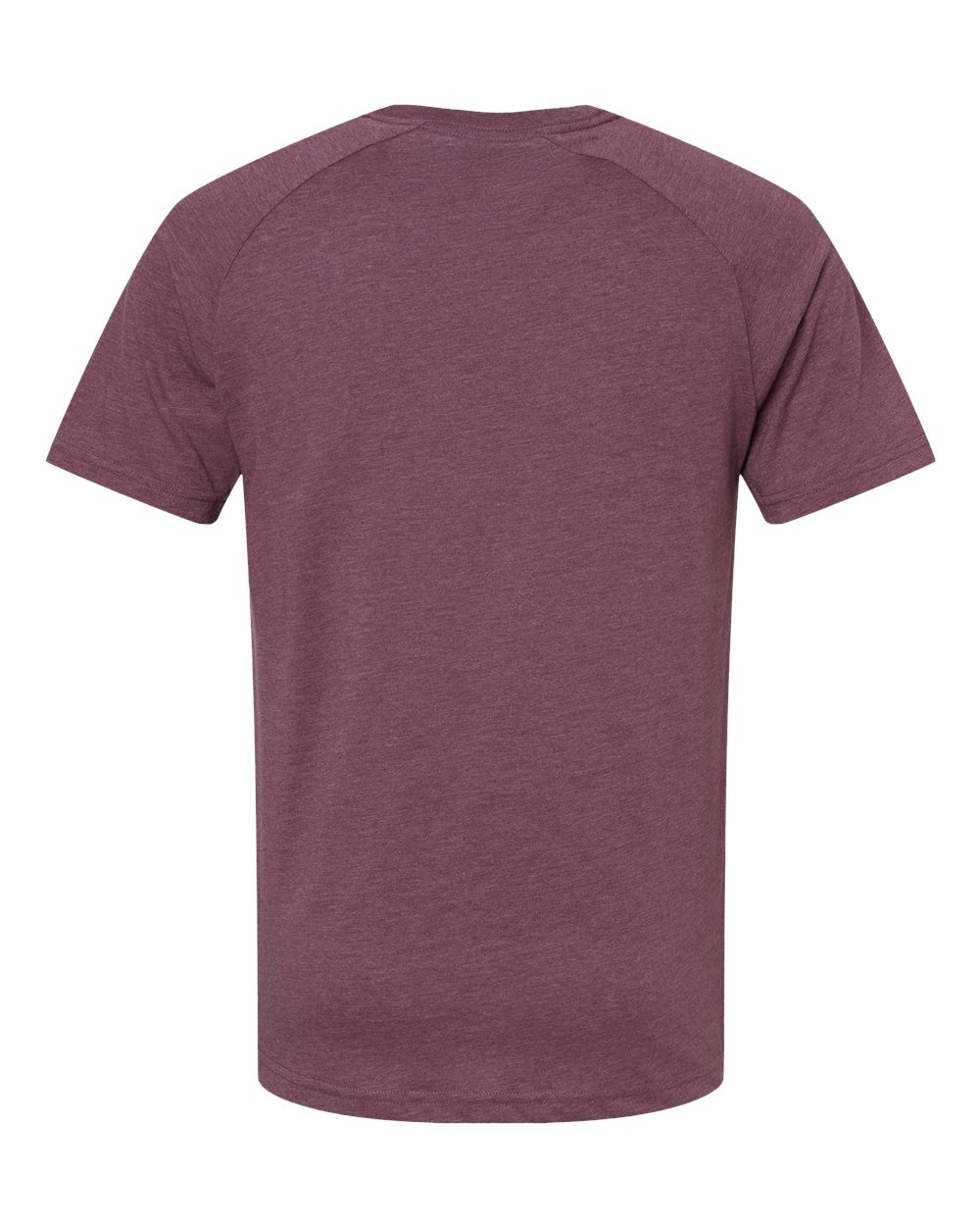 Rear View of Heather Maroon Heather CVC Raglan Tee - 3201