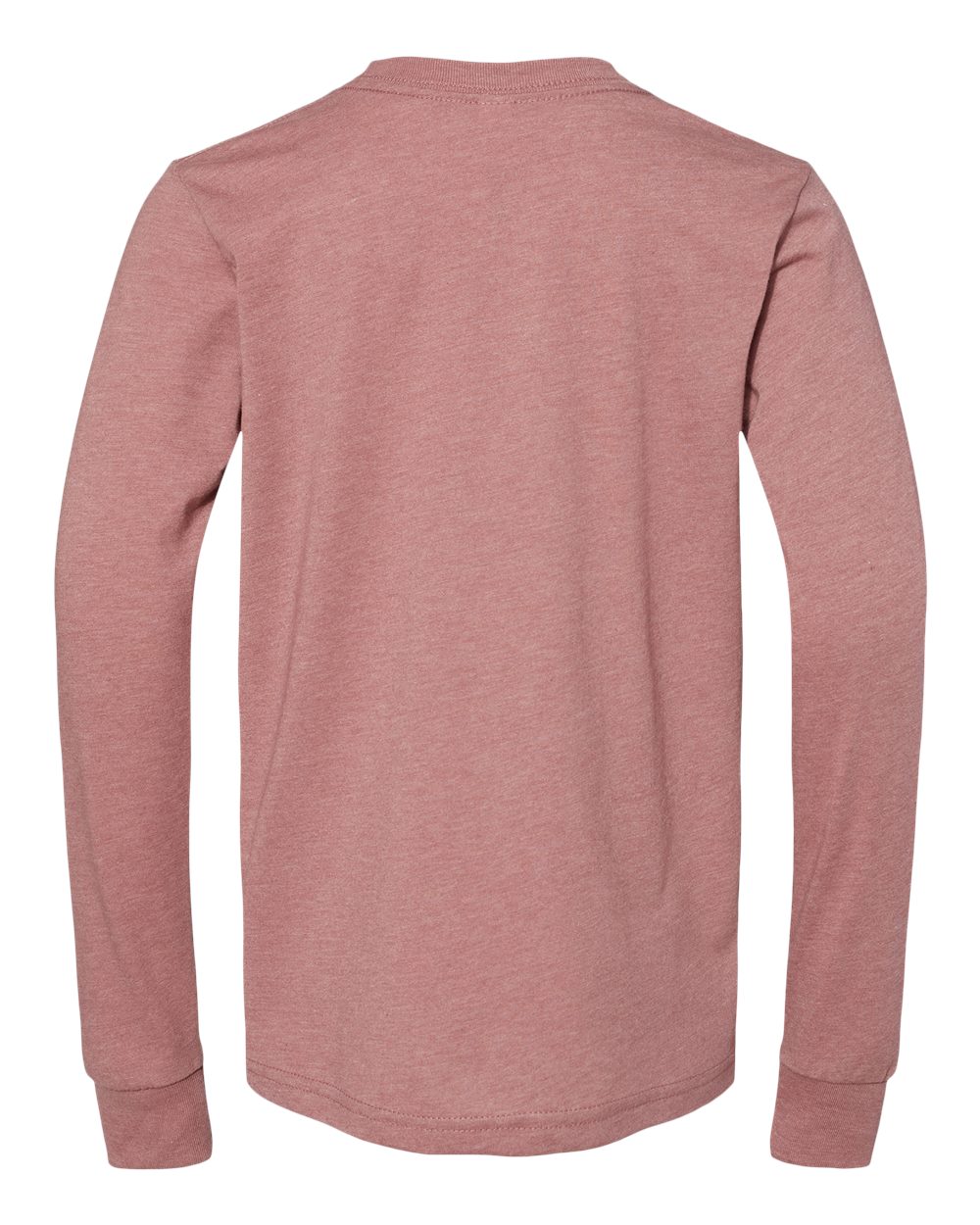 Front View of Heather Mauve Youth Heather CVC Long Sleeve Tee - 3501YCVC