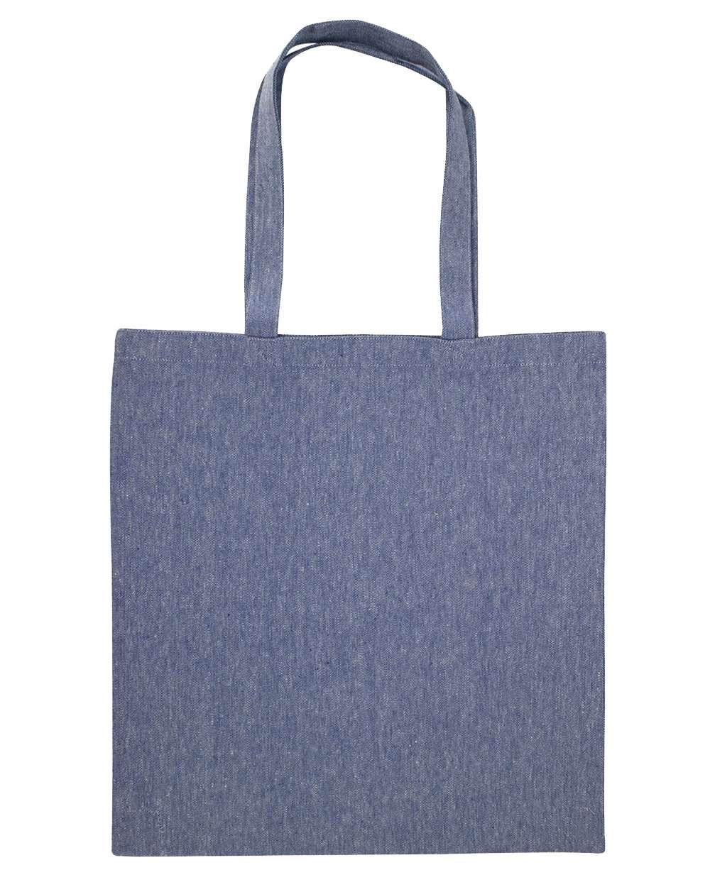 Front View of Heather Medium Blue Midweight Recycled Tote Bag - OAD113R