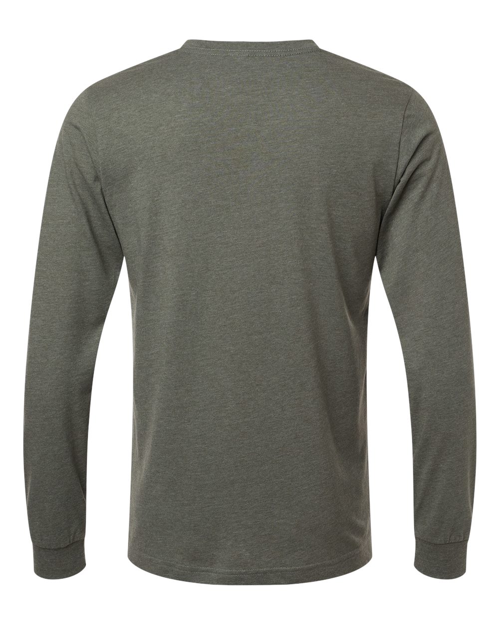 Front View of Heather Military Green Heather CVC Long Sleeve Tee - 3501CVC