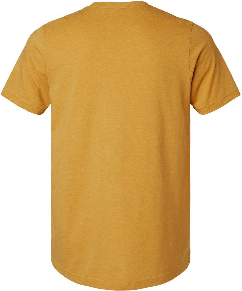 Front View of Heather Mustard Combed CVC T-Shirt - 602CVC