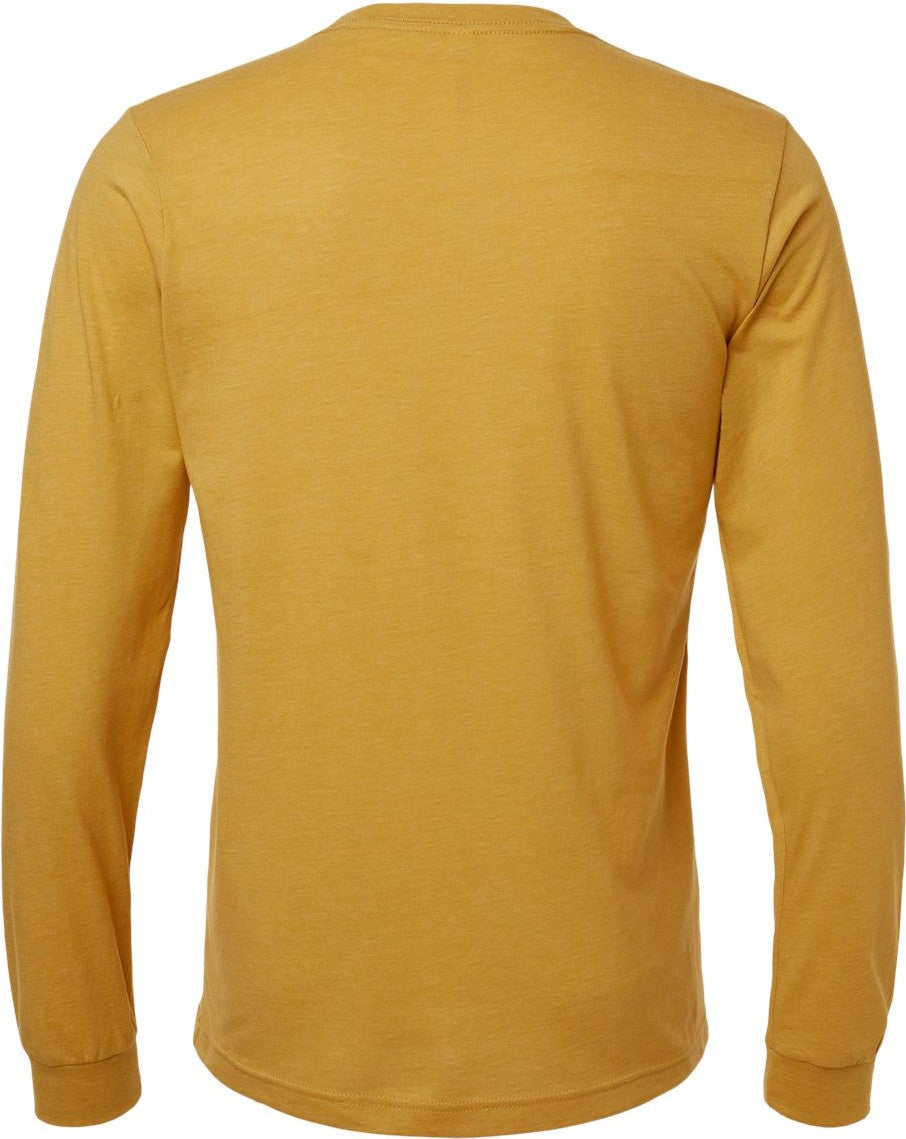 Front View of Heather Mustard Heather CVC Long Sleeve Tee - 3501CVC