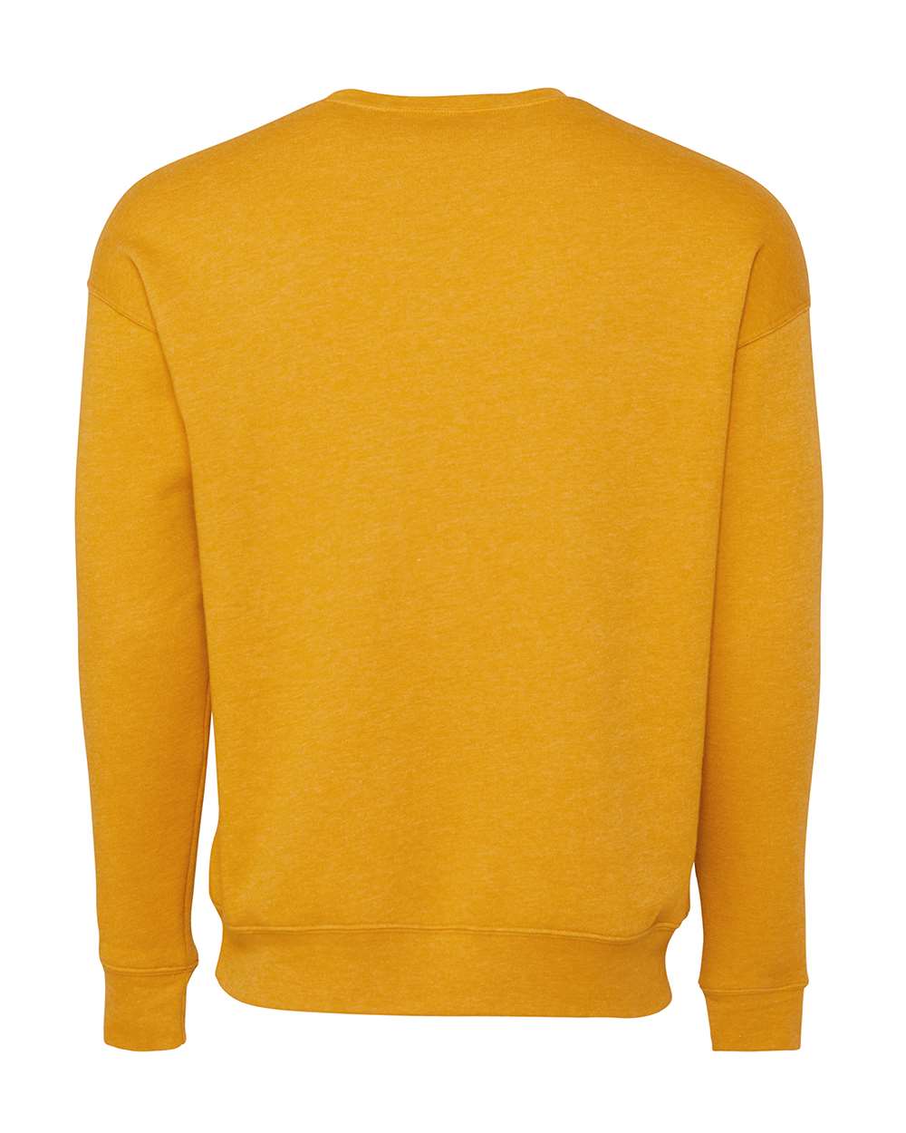 Front View of Heather Mustard Sponge Fleece Drop Shoulder Crewneck Sweatshirt - 3945
