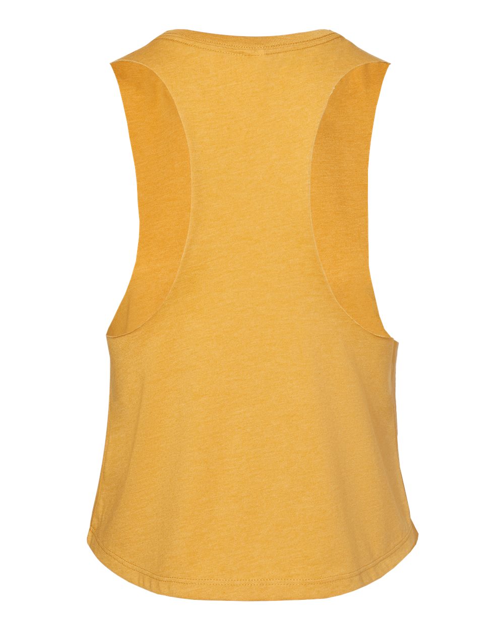 Front View of Heather Mustard Women's Racerback Crop Tank - 6682