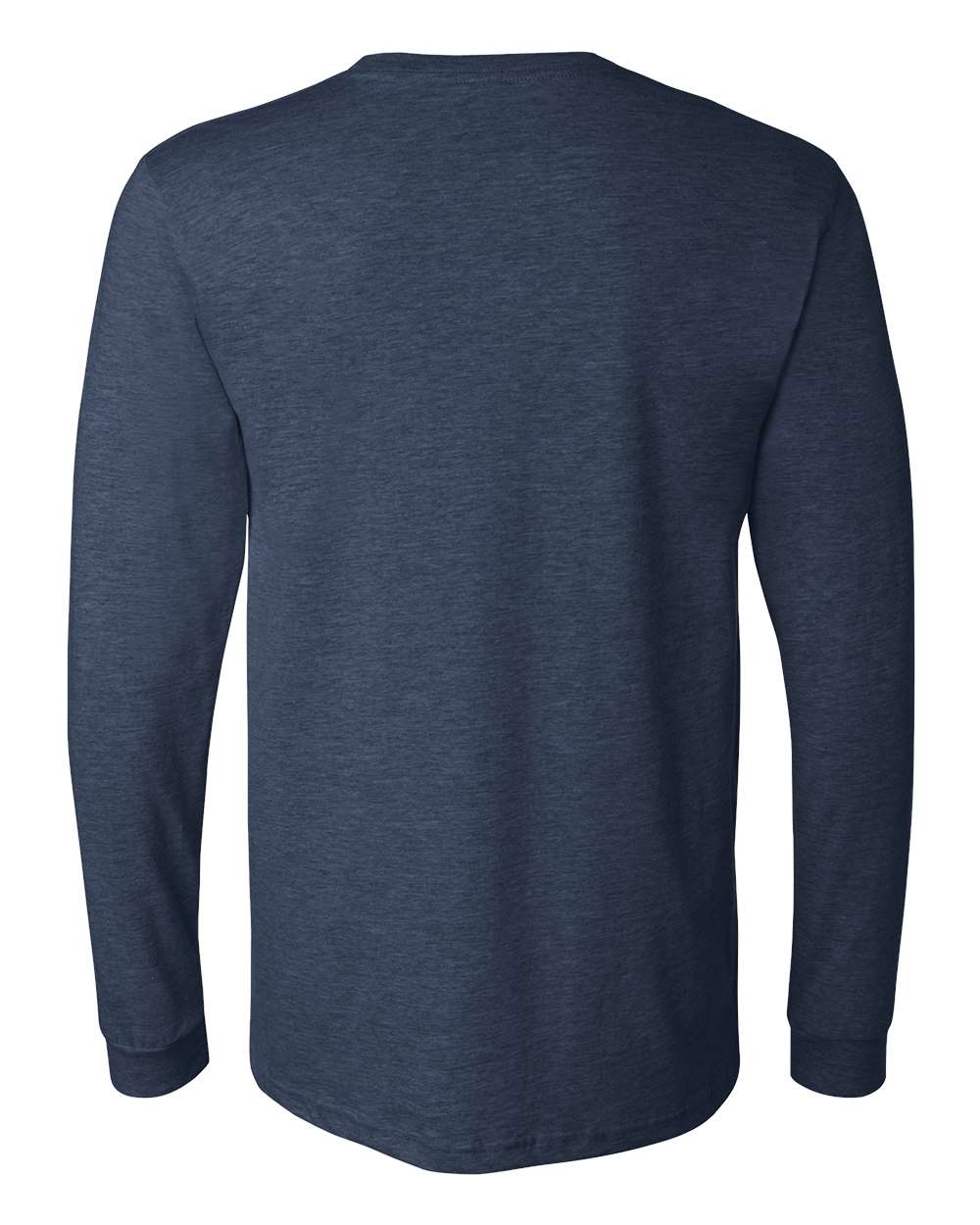 Front View of Heather Navy Heather CVC Long Sleeve Tee - 3501CVC