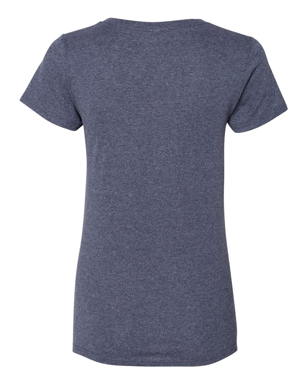 Front View of Heather Navy Heavy Cotton™ Women’s V-Neck T-Shirt - 5V00L