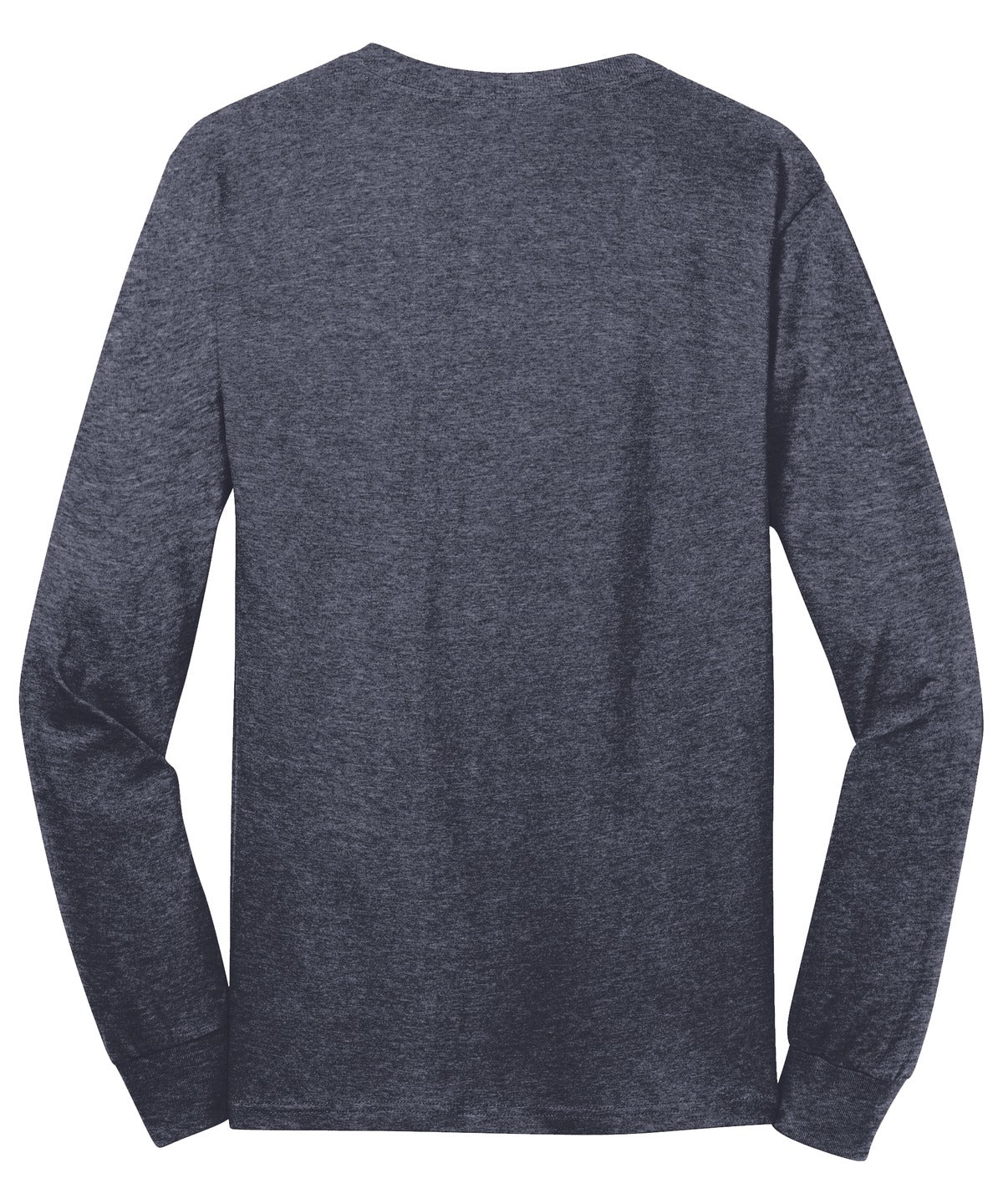 Rear View of Heather Navy Port & Co Long Sleeve Core Cotton Tee. PC54LS