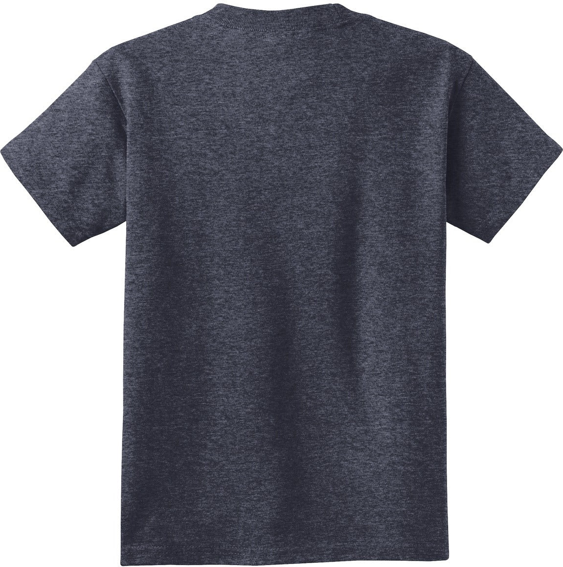 Front View of Heather Navy Port & Co Youth Core Cotton Tee. PC54Y