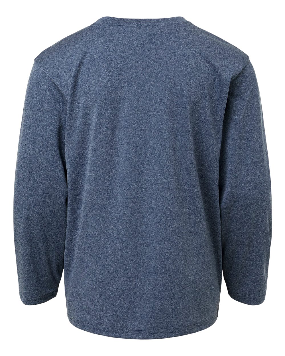 Rear View of Heather Navy Pro-Lock Youth Performance Long Sleeve T-Shirt - 48400Y