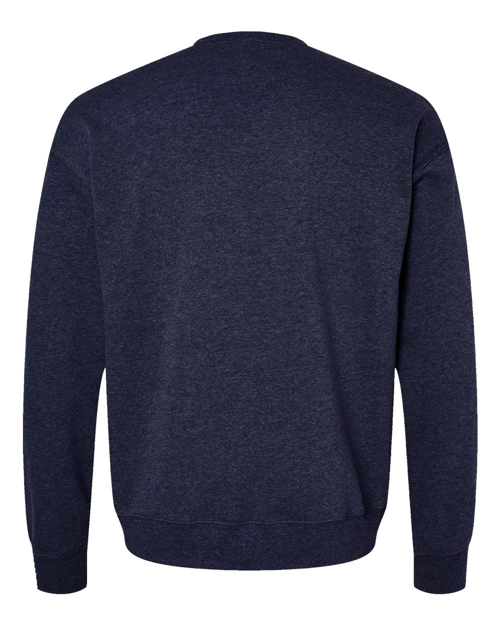 Front View of Heather Navy Sponge Fleece Drop Shoulder Crewneck Sweatshirt - 3945