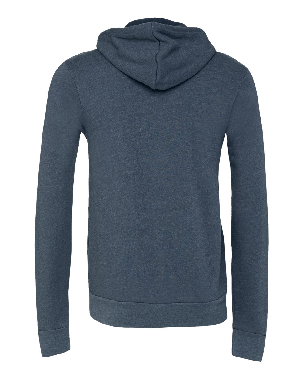 Front View of Heather Navy Sponge Fleece Full-Zip Hoodie - 3739