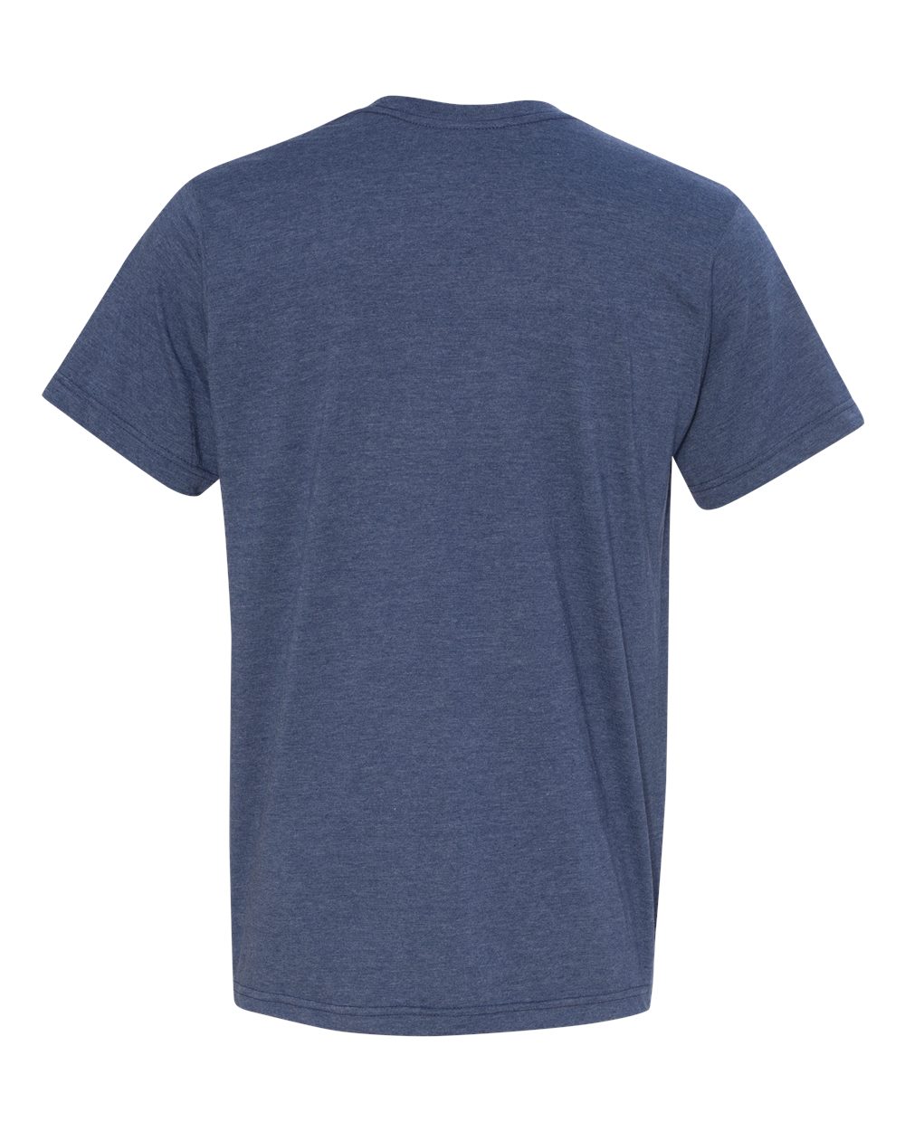 Rear View of Heather Navy USA-Made 50/50 Fine Jersey T-Shirt - 5010