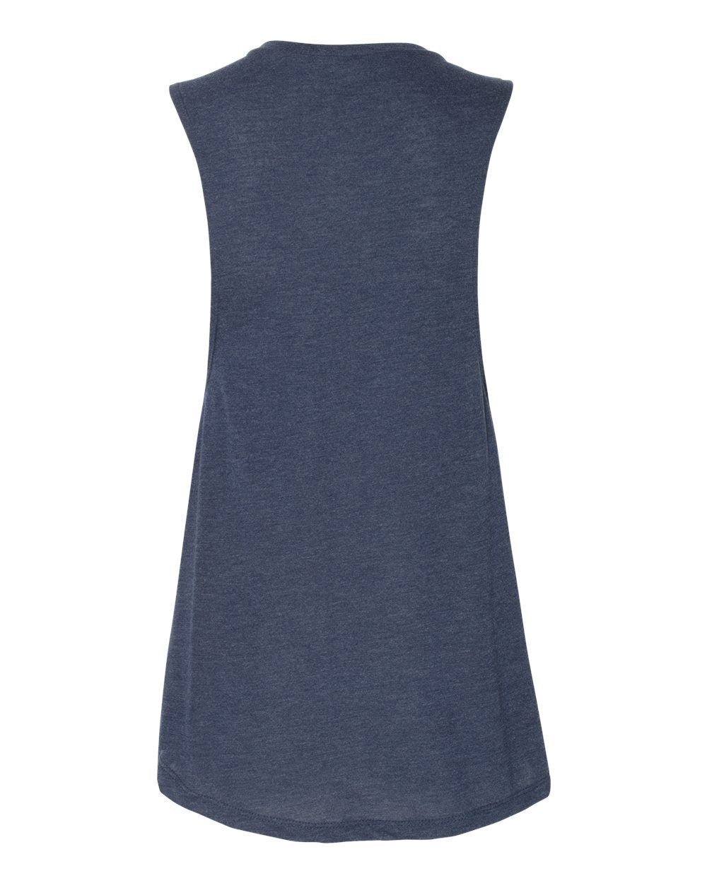 Front View of Heather Navy Women's Flowy Scoop Muscle Tank - 8803