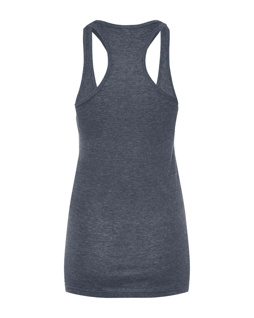 Rear View of Heather Navy Women&#39;s Poly-Rich Racerback Tank Top - 190