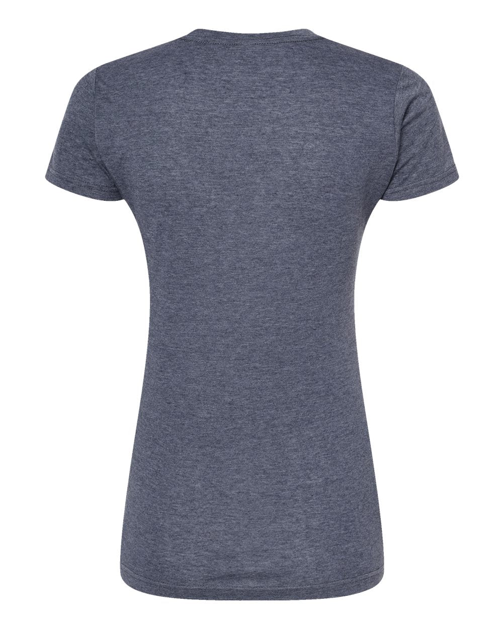 Rear View of Heather Navy Women&#39;s Poly-Rich T-Shirt - 240