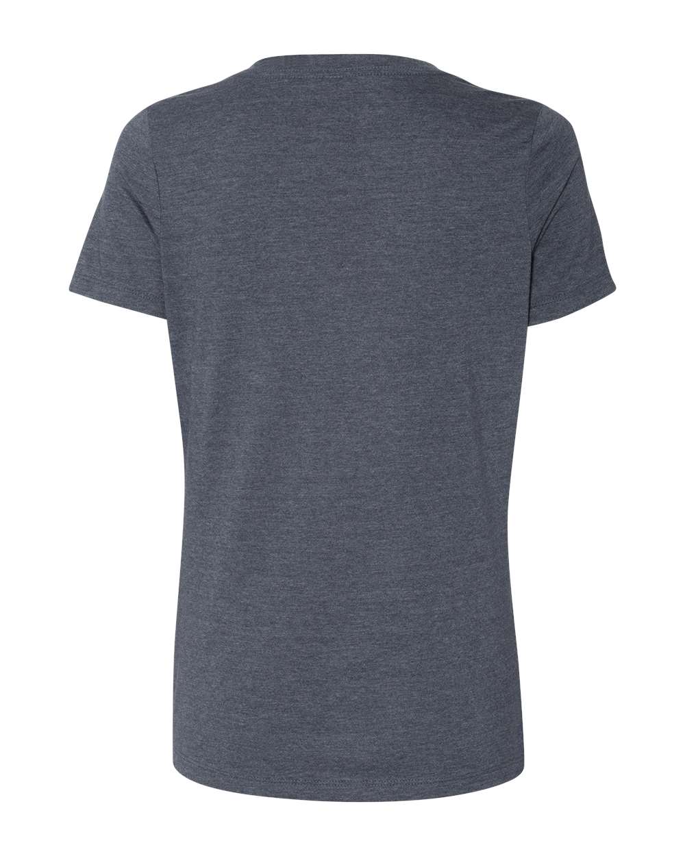 Front View of Heather Navy Women's Relaxed Heather CVC V-Neck Tee - 6405CVC