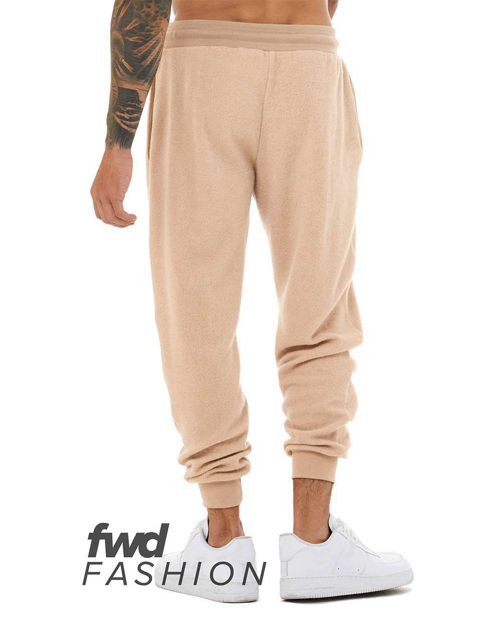 Rear View of Heather Oat FWD Fashion Sueded Fleece Jogger - 3327