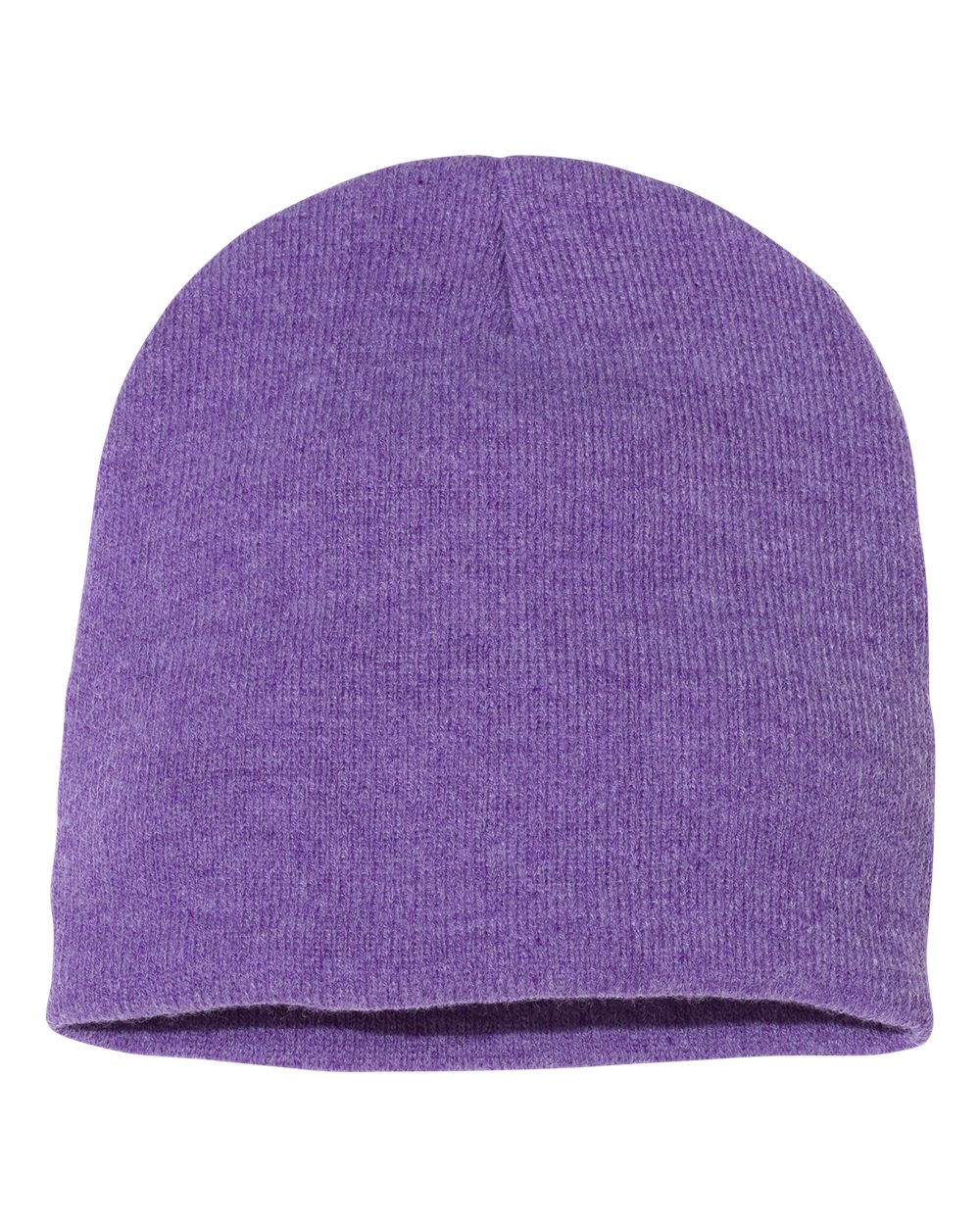 Front View of Heather Purple 8" Beanie - SP08