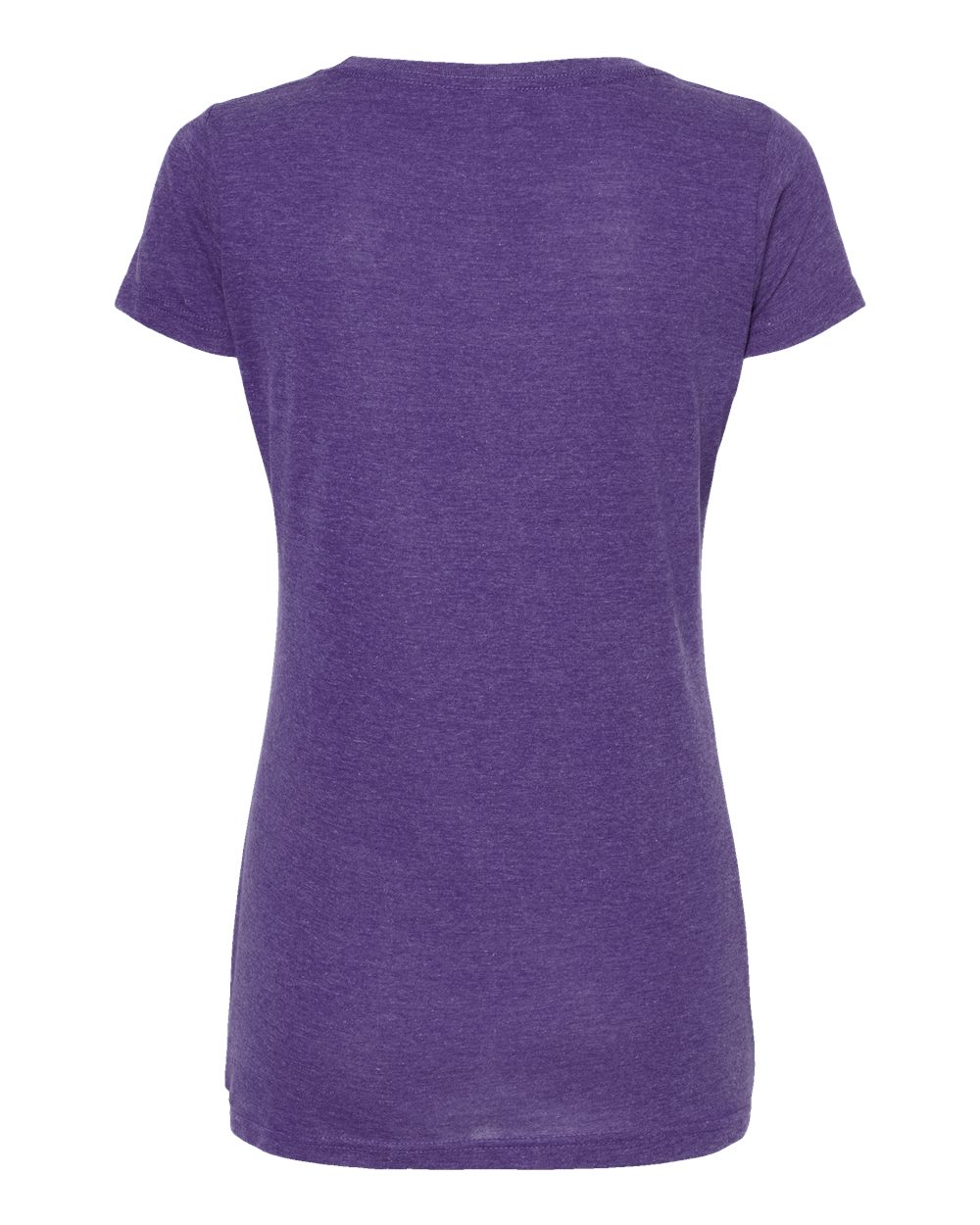 Rear View of Heather Purple Women&#39;s Poly-Rich Scoop Neck T-Shirt - 243