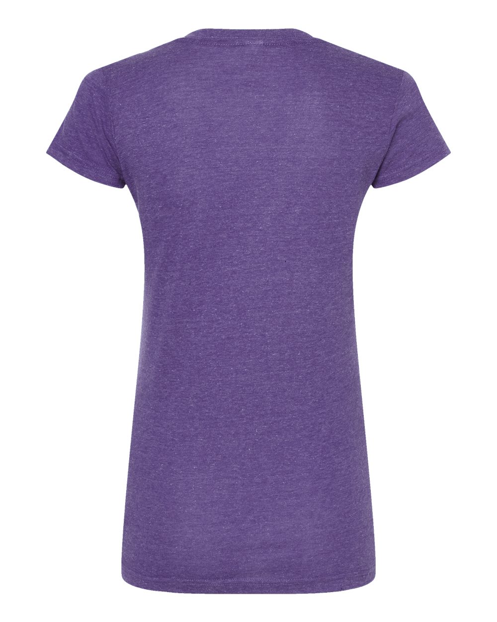 Rear View of Heather Purple Women&#39;s Poly-Rich V-Neck T-Shirt - 244