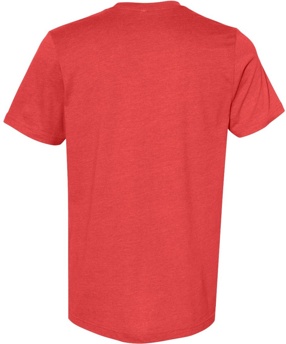 Rear View of Heather Red CVC Jersey Tee - 3001CVC