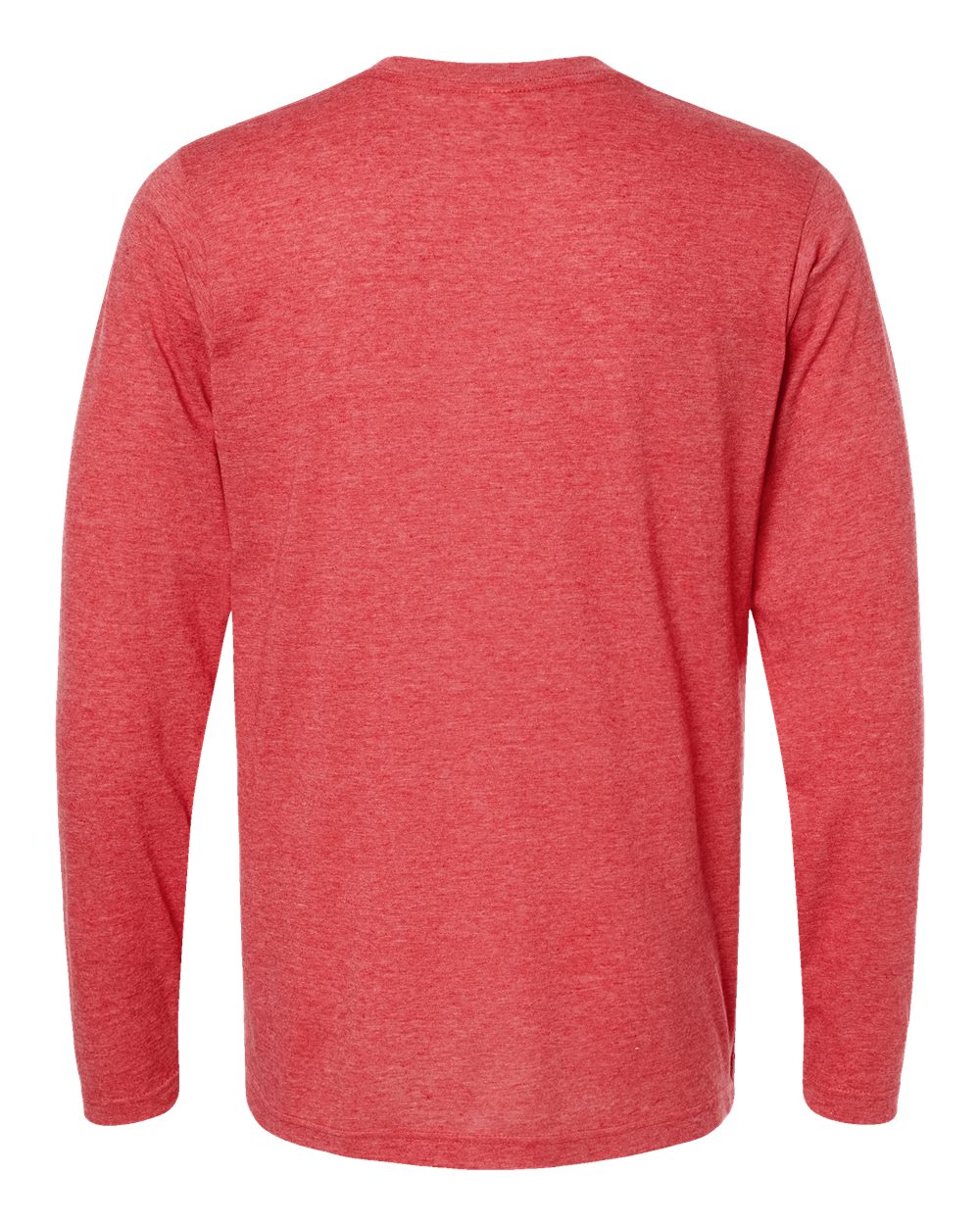 Front View of Heather Red Poly-Rich Long Sleeve T-Shirt - 242