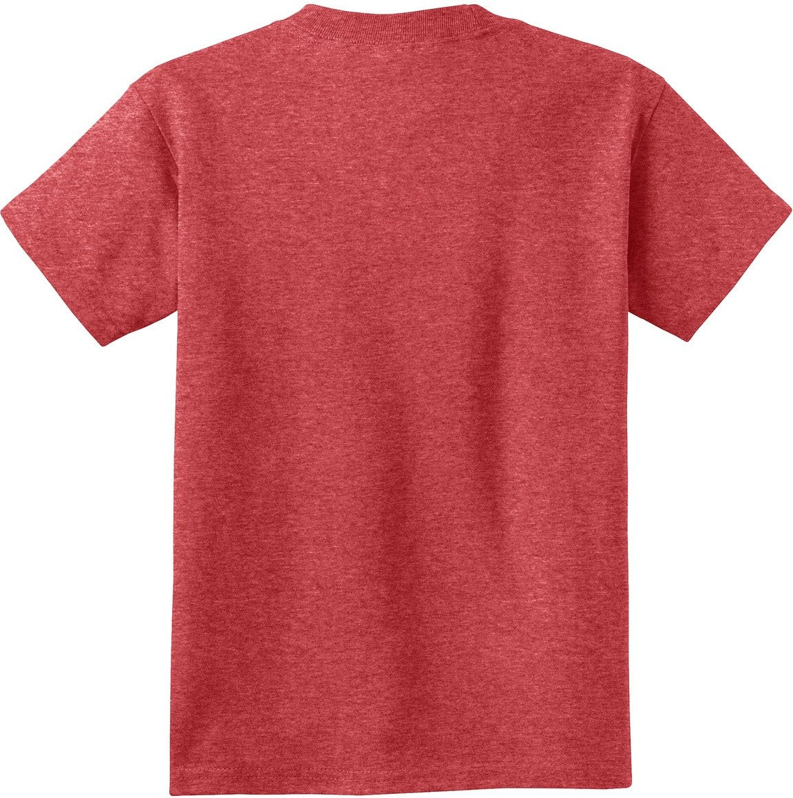 Rear View of Heather Red Port & Co Youth Core Cotton Tee. PC54Y