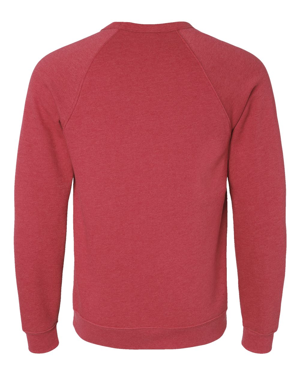 Front View of Heather Red Sponge Fleece Raglan Crewneck Sweatshirt - 3901