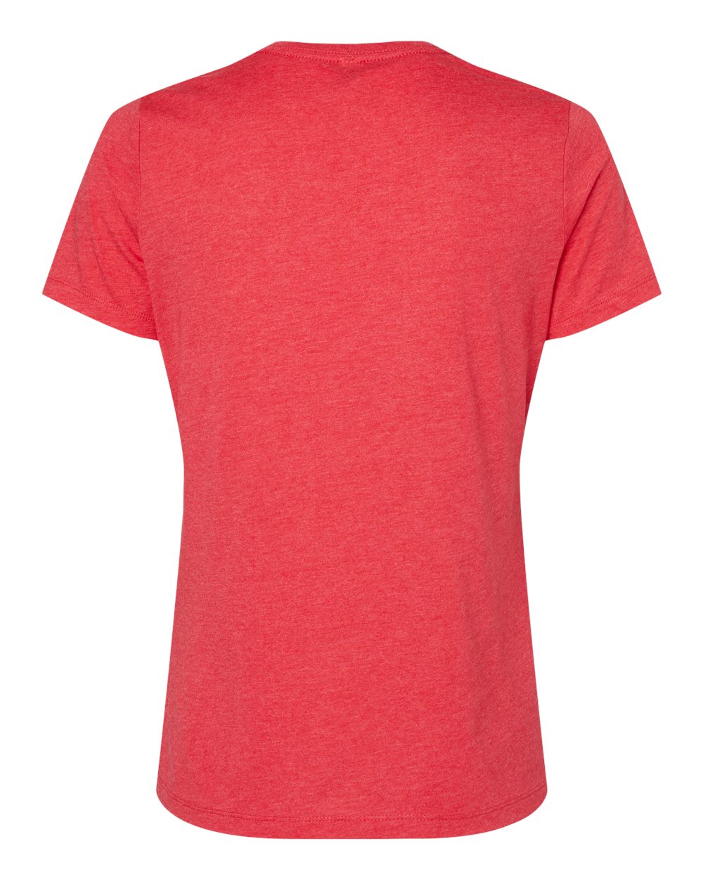 Front View of Heather Red Women's Relaxed Heather CVC V-Neck Tee - 6405CVC