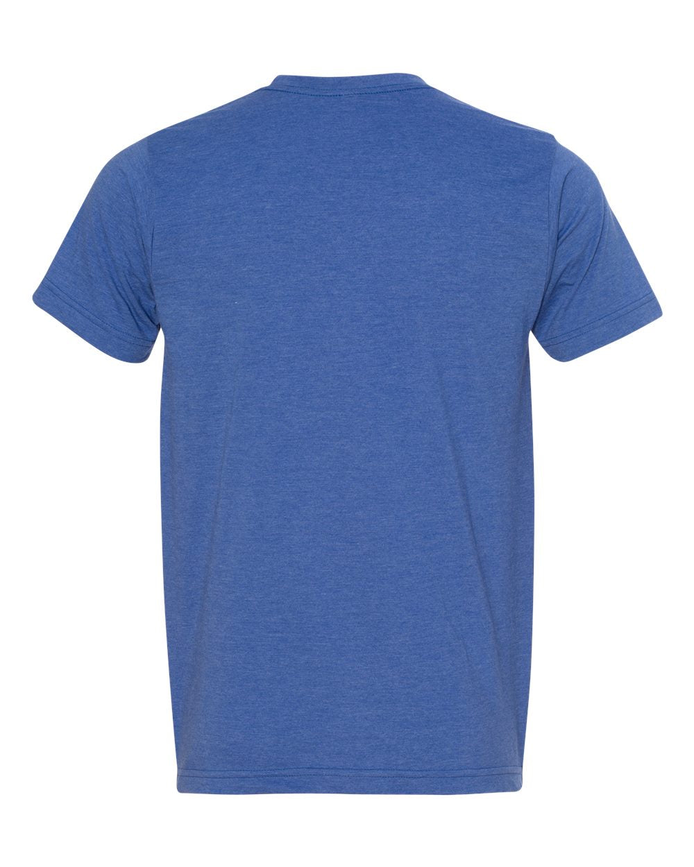Rear View of Heather Royal Blue USA-Made 50/50 Fine Jersey T-Shirt - 5010